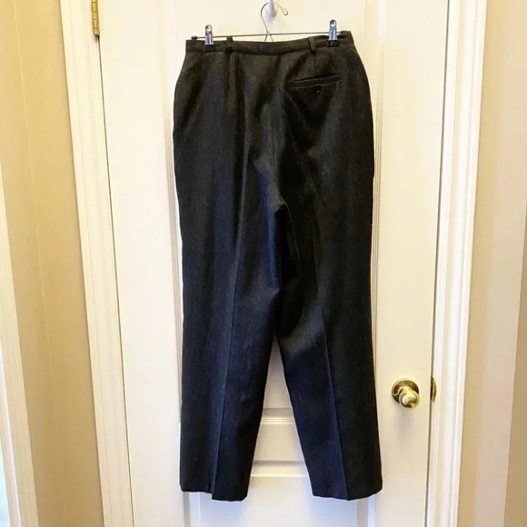 Vintage  High Waisted Wool Trousers Pleated Pants Lined Charcoal Grey Size 8 - Picture 4 of 16